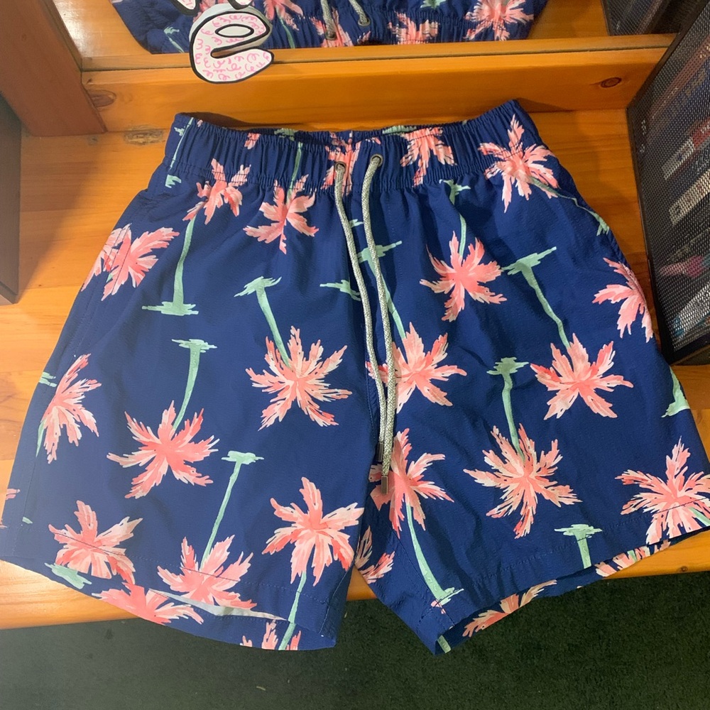 Blue Palm Tree Swim Shorts